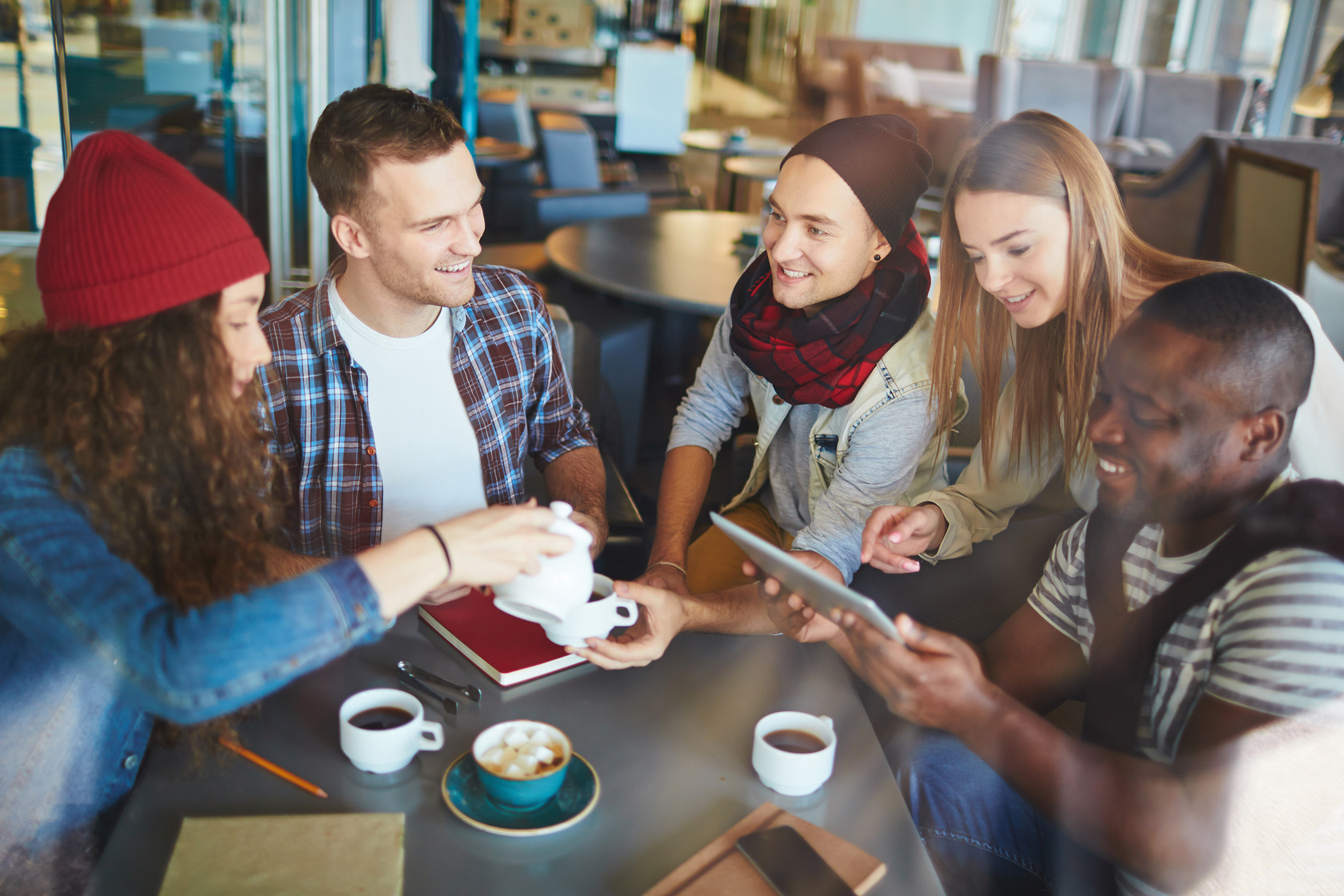 Gathering in cafe